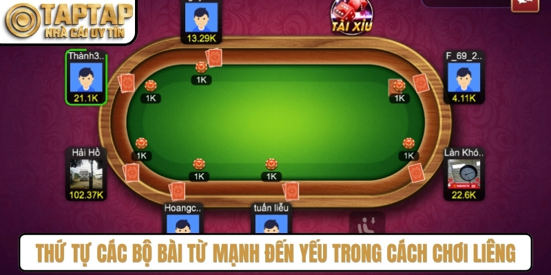 Thứ tự các bộ bài từ mạnh đến yếu trong cách chơi liêng