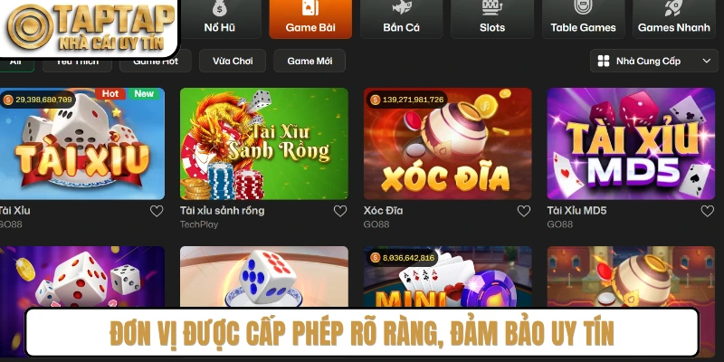 Đơn vị được cấp phép rõ ràng, đảm bảo uy tín